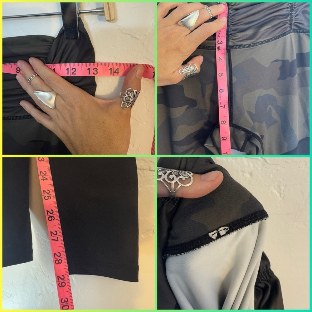 Carbon38 Green Camouflage And Black Leggings Sz M… - image 5